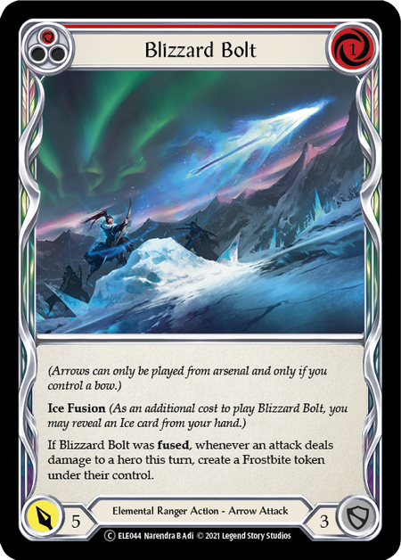 [044]【EN】【Rainbow Foil】Blizzard Bolt (赤)【ELE-UL】[C][Elemental Ranger]