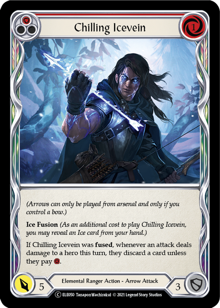 [050]【EN】【Rainbow Foil】Chilling Icevein (赤)【ELE-UL】[C][Elemental Ranger]