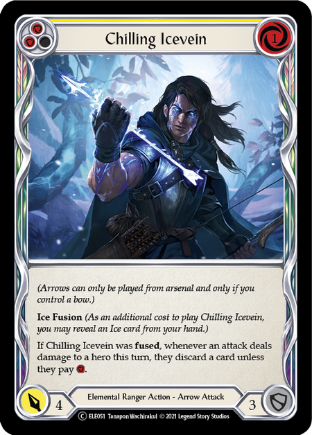 [051]【EN】【Rainbow Foil】Chilling Icevein (黄)【ELE-UL】[C][Elemental Ranger]