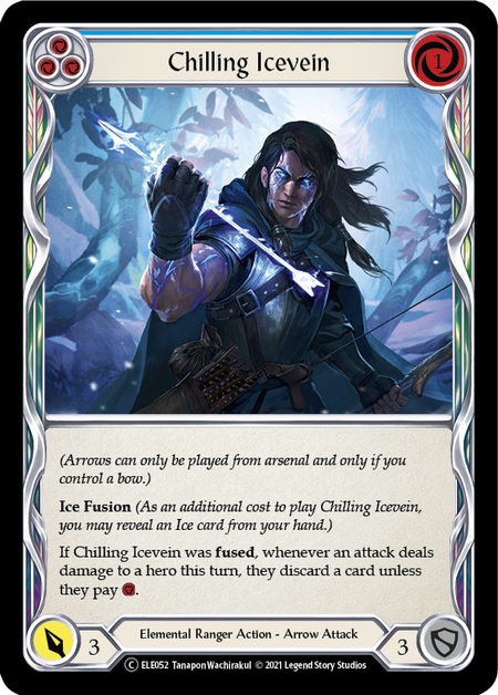 [052]【EN】【Rainbow Foil】Chilling Icevein (青)【ELE-UL】[C][Elemental Ranger]