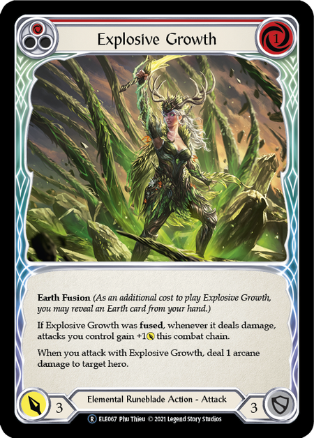 [067]【EN】【Rainbow Foil】Explosive Growth (赤)【ELE-UL】[R][Elemental Runeblade]