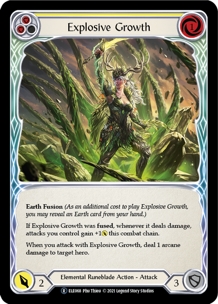 [068]【EN】【Rainbow Foil】Explosive Growth (黄)【ELE-UL】[R][Elemental Runeblade]