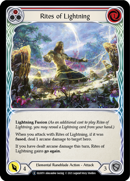 [070]【EN】【Rainbow Foil】Rites of Lightning (赤)【ELE-UL】[R][Elemental Runeblade]