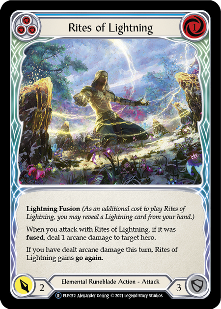 [072]【EN】【Rainbow Foil】Rites of Lightning (青)【ELE-UL】[R][Elemental Runeblade]