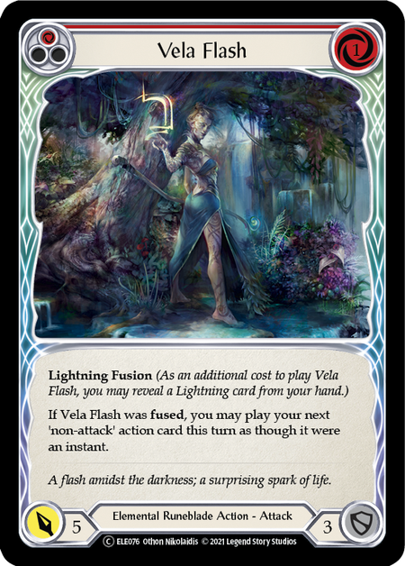 [076]【EN】【Rainbow Foil】Vela Flash (赤)【ELE-UL】[C][Elemental Runeblade]