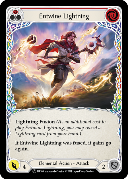 [100]【EN】【Rainbow Foil】Entwine Lightning (赤)【ELE-UL】[C][Elemental]