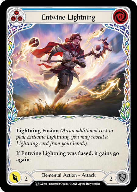 [102]【EN】【Rainbow Foil】Entwine Lightning (青)【ELE-UL】[C][Elemental]