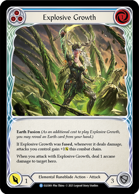 [069]【EN】【Rainbow Foil】Explosive Growth (青)【ELE1st】[R][Elemental Runeblade]