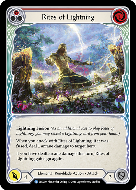 [070]【EN】【Rainbow Foil】Rites of Lightning (赤)【ELE1st】[R][Elemental Runeblade]