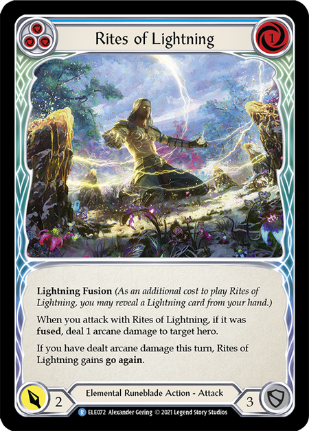 [072]【EN】【Rainbow Foil】Rites of Lightning (青)【ELE1st】[R][Elemental Runeblade]