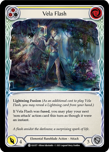 [077]【EN】【Rainbow Foil】Vela Flash (黄)【ELE1st】[C][Elemental Runeblade]