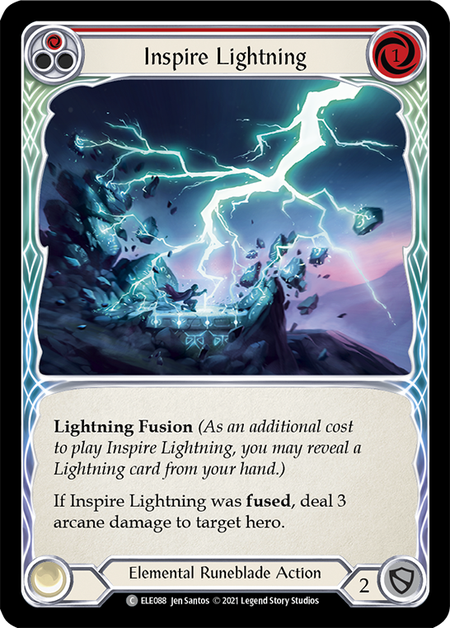 [088]【EN】【Rainbow Foil】Inspire Lightning (赤)【ELE1st】[C][Elemental Runeblade]