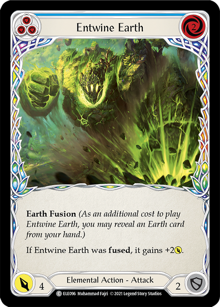 [096]【EN】【Rainbow Foil】Entwine Earth (青)【ELE1st】[C][Elemental]