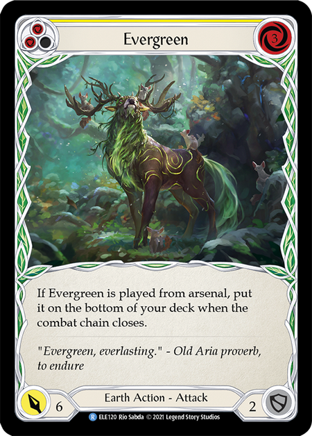 [120]【EN】【Rainbow Foil】Evergreen (黄)【ELE1st】[R][Earth]