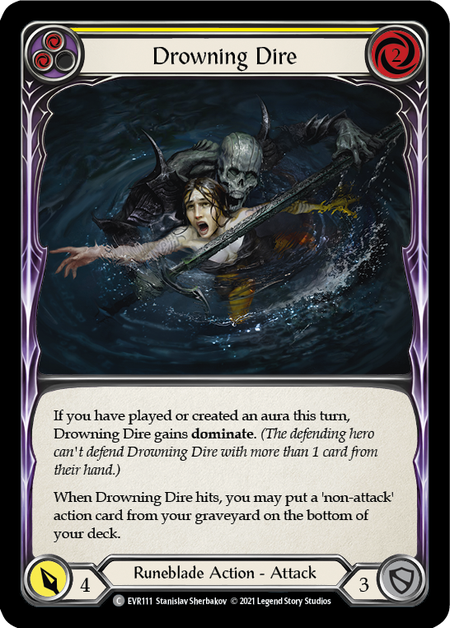 [111]【EN】【Rainbow Foil】Drowning Dire (黄)【EVR1st】[C][Runeblade]