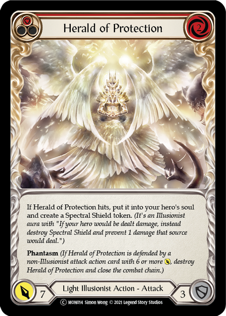 [014]【EN】【Rainbow Foil】Herald of Protection (赤)【MON-UL】[C][Light Illusionist]