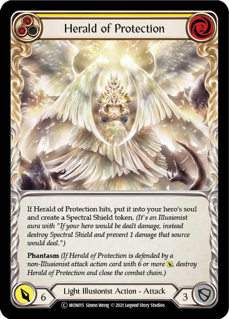 [015]【EN】【Rainbow Foil】Herald of Protection (黄)【MON-UL】[C][Light Illusionist]