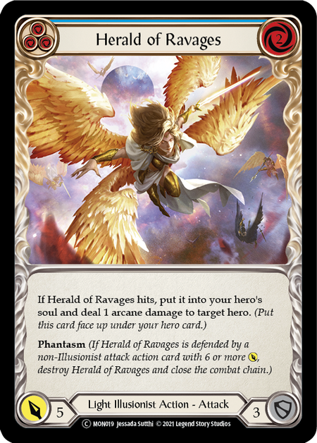 [019]【EN】【Rainbow Foil】Herald of Ravages (青)【MON-UL】[C][Light Illusionist]