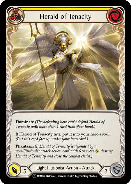 [024]【EN】【Rainbow Foil】Herald of Tenacity (黄)【MON-UL】[C][Light Illusionist]