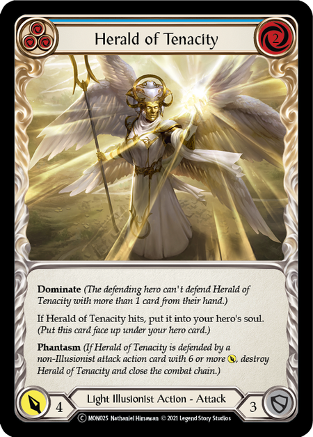 [025]【EN】【Rainbow Foil】Herald of Tenacity (青)【MON-UL】[C][Light Illusionist]