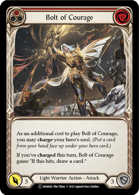 [042]【EN】【Rainbow Foil】Bolt of Courage (赤)【MON-UL】[C][Light Warrior]