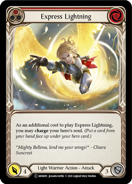 [051]【EN】【Rainbow Foil】Express Lightning (赤)【MON-UL】[C][Light Warrior]