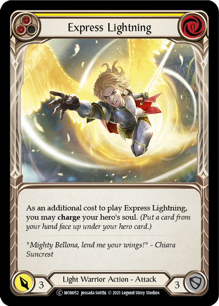 [052]【EN】【Rainbow Foil】Express Lightning (黄)【MON-UL】[C][Light Warrior]