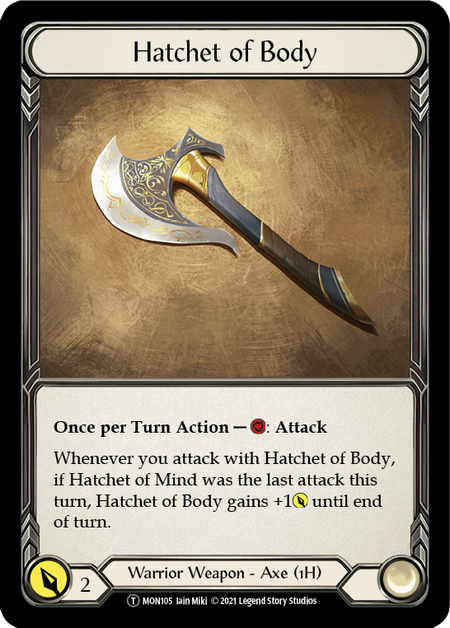 [105]【EN】【Rainbow Foil】Hatchet of Body【MON-UL】[T][Warrior][Weapon]