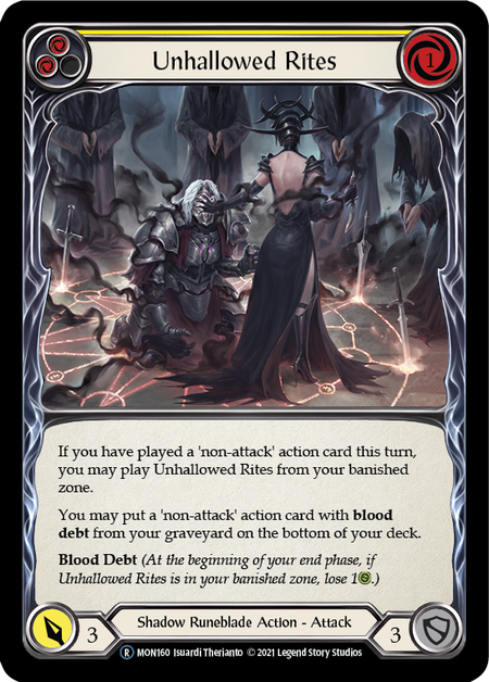 [160]【EN】【Rainbow Foil】Unhallowed Rites (黄)【MON-UL】[R][Shadow Runeblade]