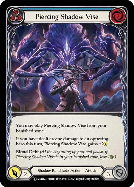 [173]【EN】【Rainbow Foil】Piercing Shadow Vise (青)【MON-UL】[C][Shadow Runeblade]