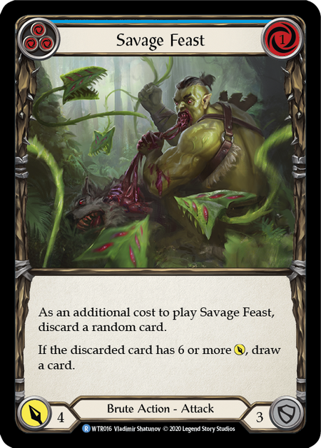 [016]【EN】【Rainbow Foil】Savage Feast (青)【WTR-UL】[R][Brute]