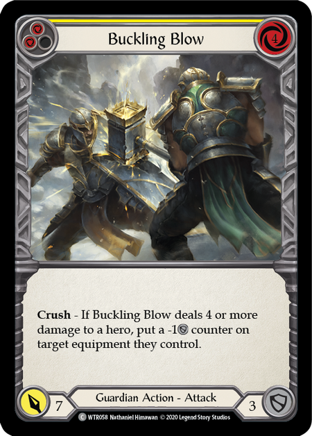 [058]【EN】【Rainbow Foil】Buckling Blow (黄)【WTR-UL】[C][Guardian]